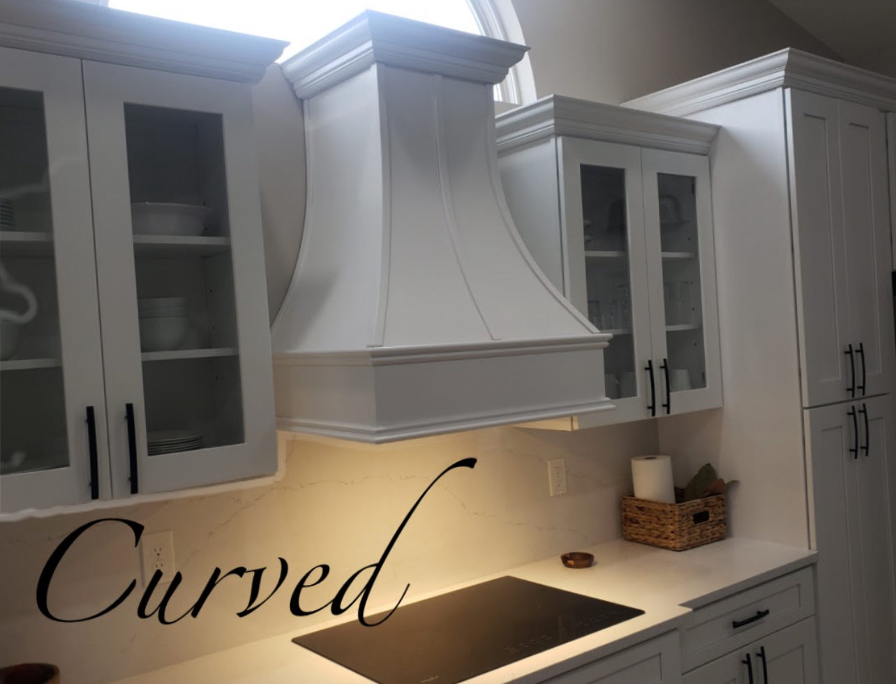 The Curved Gourmet Range Hood with or without Trim, Banding or Corbels