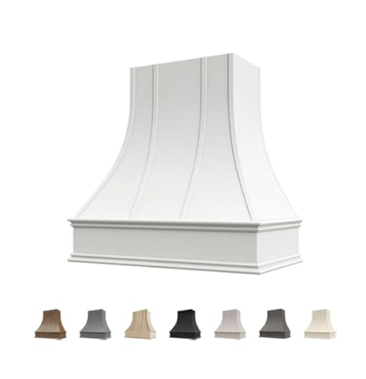 The Curved Gourmet Range Hood with or without Trim, Banding or Corbels